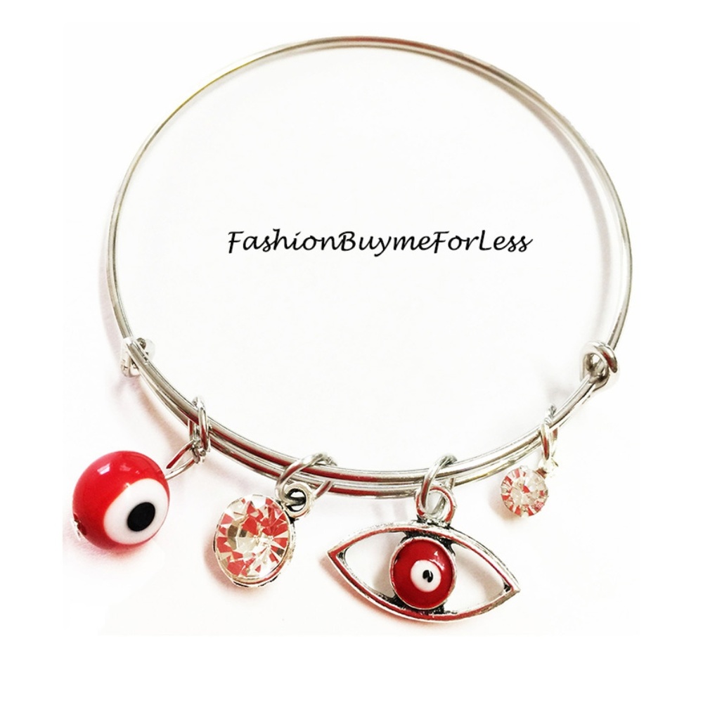 Silver Hamsa Evil Eye CZ Crystal Lucky Bracelet